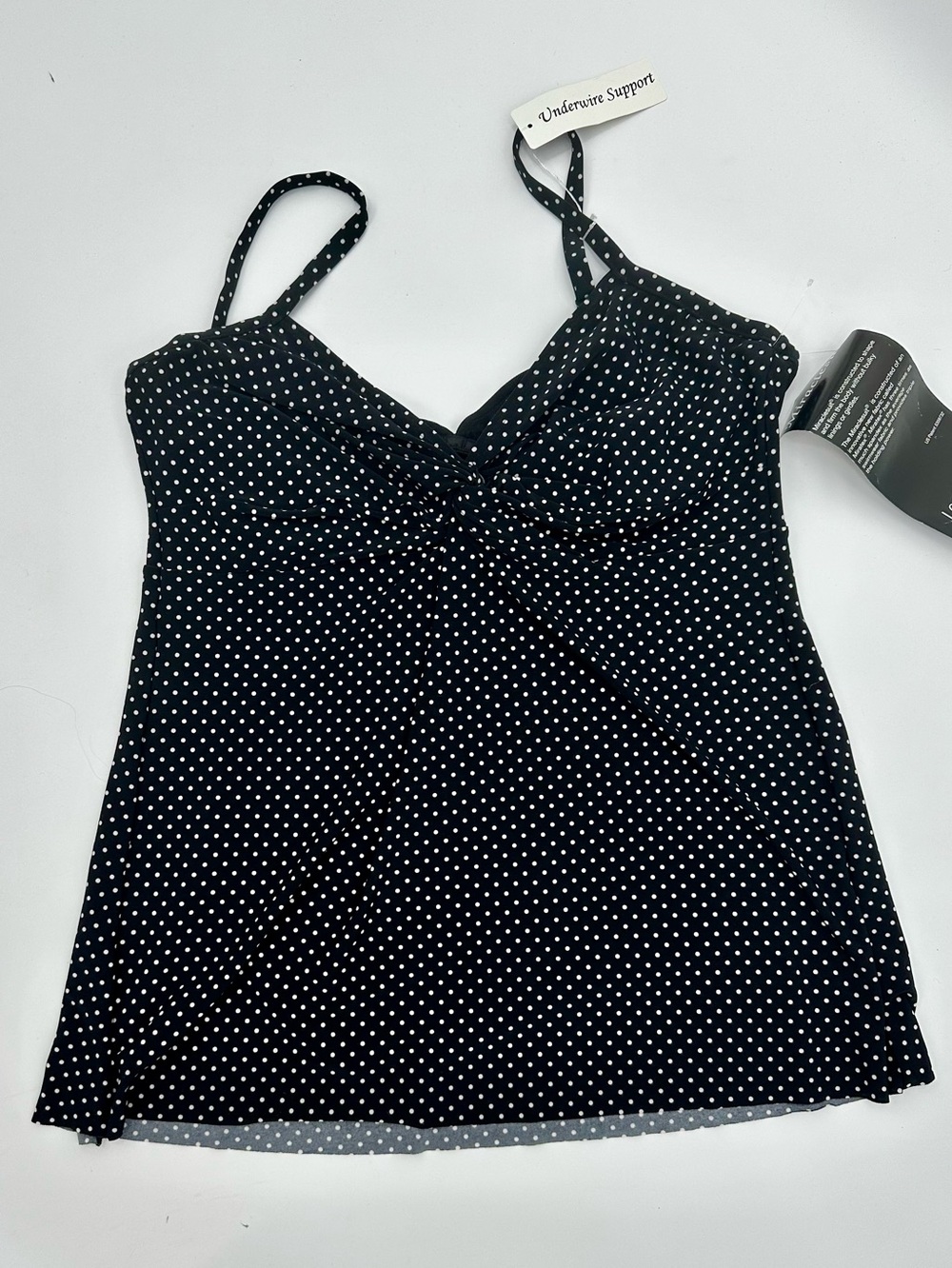 Miracle Swimsuit Black White Polka Dot Tankini Top size 14 NWT
